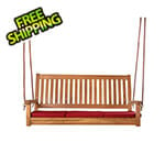 All Things Cedar Teak Swing with Red Cushions