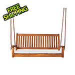 All Things Cedar Teak Swing with White Cushions