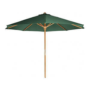 Green 10-Foot Teak Market Umbrella