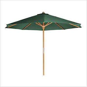 Green 10-Foot Teak Market Umbrella