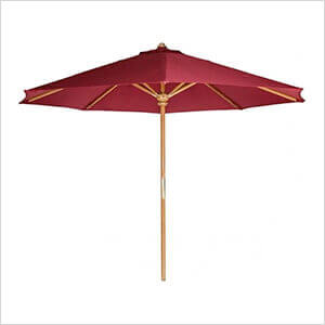 Red 10-Foot Teak Market Umbrella