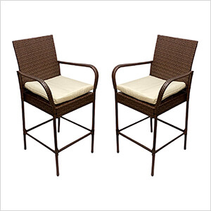 Rattan Outdoor Barstools with Armrests (2 Pack)