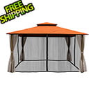 Paragon Outdoor 11 x 14 ft. Kingsbury Soft Top Gazebo with Mosquito Netting and Privacy Panels (Rust Sunbrella Canopy)
