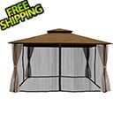 Paragon Outdoor 11 x 14 ft. Soft Top Gazebo with Mosquito Netting and Privacy Panels (Cocoa Sunbrella Canopy)