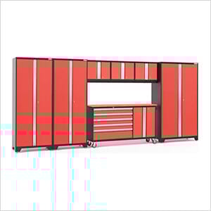 BOLD Red 7-Piece Project Center Set with Bamboo Top
