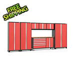 NewAge Garage Cabinets BOLD 3.0 Red 7-Piece Project Center Set with Bamboo Top and LED Lights