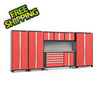 NewAge Garage Cabinets BOLD 3.0 Red 7-Piece Project Center Set with Bamboo Top and Backsplash