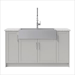 7 Piece Cabinet Set with 36 in. Sink and Faucet (Grey)