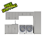 NewAge Laundry Cabinets 10 Piece Cabinet Set with 24 in. Sink and Faucet (Grey)