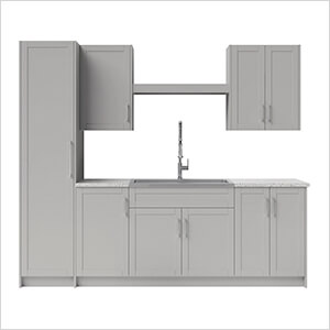 11 Piece Cabinet Set with 36 in. Sink and Faucet (Grey)