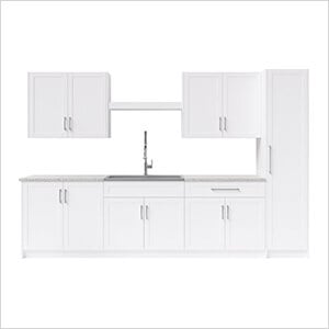 11 Piece Cabinet Set with 36 in. Sink and Faucet (White)