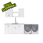 NewAge Laundry Cabinets 11 Piece Cabinet Set with 24 in. Sink and Faucet (White)