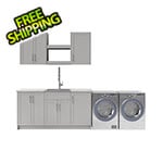 NewAge Laundry Cabinets 11 Piece Cabinet Set with 24 in. Sink and Faucet (Grey)