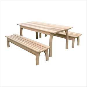 58" Red Cedar Family Dining Set with 2 Benches