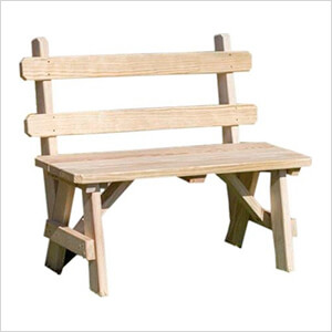 30" Treated Pine Traditional Garden Bench with Back