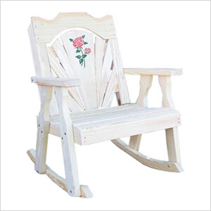 Treated Pine Fanback Rocking Chair with Rose Design