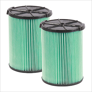 Multi-Fit HEPA Media Wet Dry Cartridge Filter for 5-16 Gallon Vacuums (2-Pack)