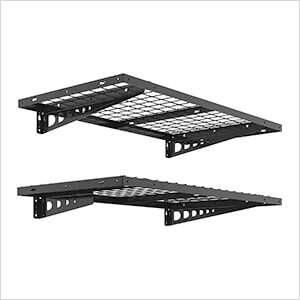 2' x 4' Black Wall Mounted Shelf (2-Pack)