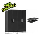 Ulti-MATE Garage Cabinets 2-Piece Tall Garage Cabinet Kit and 2-Shelf Bundle in Midnight Black Metallic