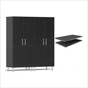 2-Piece Tall Garage Cabinet Kit and 2-Shelf Bundle in Midnight Black Metallic