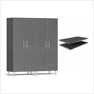 2-Piece Tall Garage Cabinet Kit and 2-Shelf Bundle in Graphite Grey Metallic