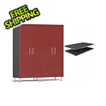 Ulti-MATE Garage Cabinets 2-Piece Tall Garage Cabinet Kit and 2-Shelf Bundle in Ruby Red Metallic