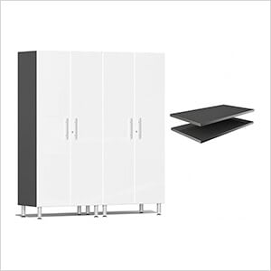 2-Piece Tall Garage Cabinet Kit and 2-Shelf Bundle in Starfire White Metallic