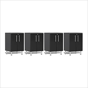 4-Piece 2-Door Base Cabinet Kit in Midnight Black Metallic