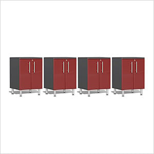 4-Piece 2-Door Base Cabinet Kit in Ruby Red Metallic