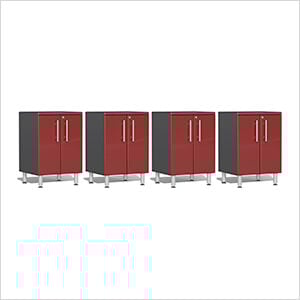 4-Piece 2-Door Garage Cabinet Kit in Ruby Red Metallic