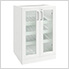 White 7-Piece Cabinet Set with Glass Subway Tile Backsplash