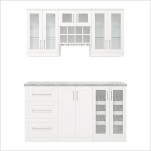 White 7-Piece Cabinet Set with Granite Countertop