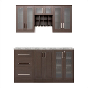 Espresso 7-Piece Cabinet Set with Granite Countertop