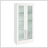 White 7-Piece Cabinet Set with Glass Subway Tile Backsplash