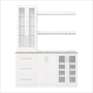 White 7-Piece Cabinet Set with Granite Countertop