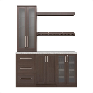 Espresso 7-Piece Cabinet Set with Granite Countertop