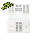 NewAge Home Bar White 7-Piece Cabinet Set with Glass Subway Tile Backsplash
