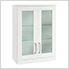 White 7-Piece Cabinet Set with Glass Subway Tile Backsplash