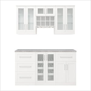 White 7-Piece Cabinet Set with Granite Countertop