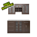 NewAge Home Bar Espresso 7-Piece Cabinet Set with Granite Countertop