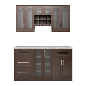 Espresso 7-Piece Cabinet Set with Granite Countertop