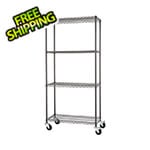 Trinity PRO Black 4-Tier Rolling Steel Wire Garage Storage Shelving Unit