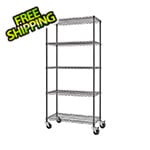 Trinity PRO Black 5-Tier Rolling Steel Wire Garage Storage Shelving Unit