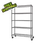 Trinity PRO Black 5-Tier Rolling Steel Wire Garage Storage Shelving Unit