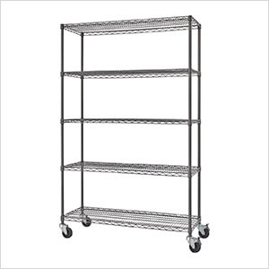 PRO Black 5-Tier Rolling Steel Wire Garage Storage Shelving Unit