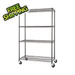 Trinity PRO Black 4-Tier Rolling Steel Wire Garage Storage Shelving Unit