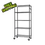 Trinity PRO Black 5-Tier Rolling Steel Wire Garage Storage Shelving Unit