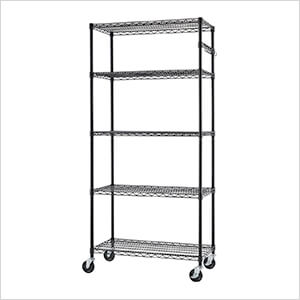 PRO Black 5-Tier Rolling Steel Wire Garage Storage Shelving Unit