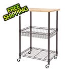 Trinity Dark Bronze Bamboo Top Kitchen Cart