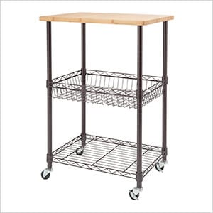 Dark Bronze Bamboo Top Kitchen Cart